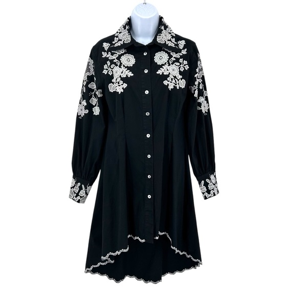 Roja Embroidered Fit and Flare Black Tunic Dress Women’s Medium - Picture 1 of 12